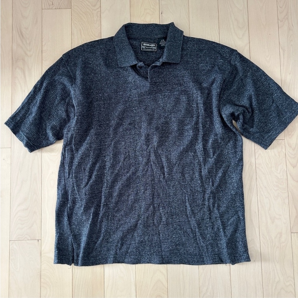 Men’s Highland Outfitters Gray Knit Polo Tshirt